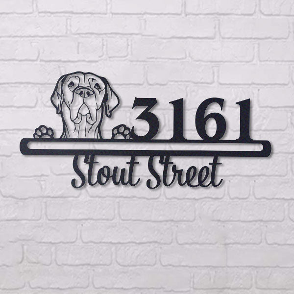 Cute Bordeaux Great Dane Address Sign, House Number Sign, Address Plaque, Dog Lovers Gift