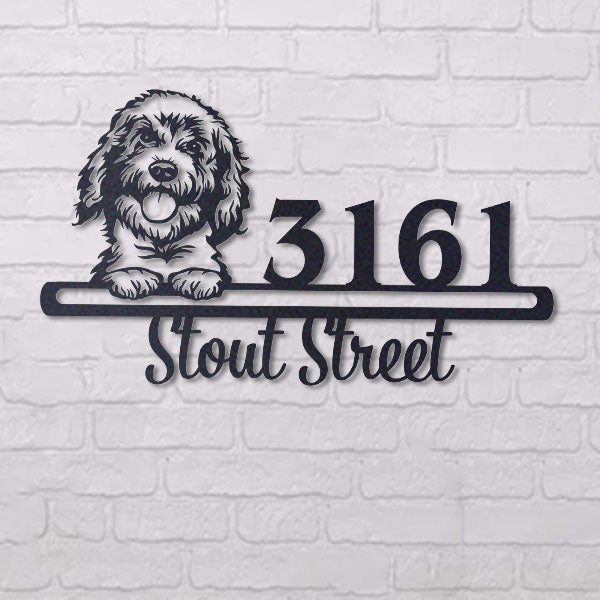 Cute Goldendoodle    Address Sign, House Number Sign, Address Plaque, Dog Lovers Gift
