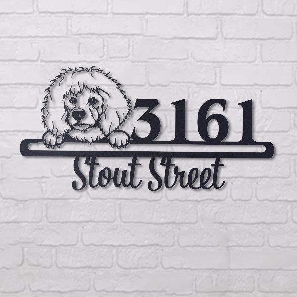 Cute Poodle 2    Address Sign, House Number Sign, Address Plaque, Dog Lovers Gift