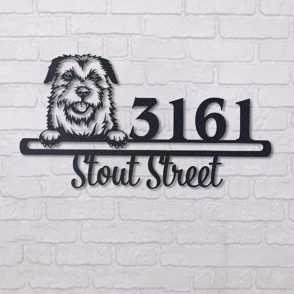 Cute Border Terrier    Address Sign, House Number Sign, Address Plaque, Dog Lovers Gift