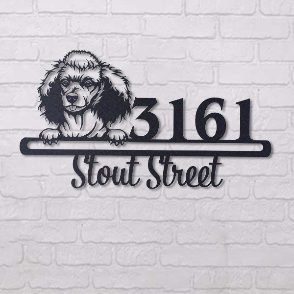Cute Poodle Address Sign, House Number Sign, Address Plaque, Dog Lovers Gift