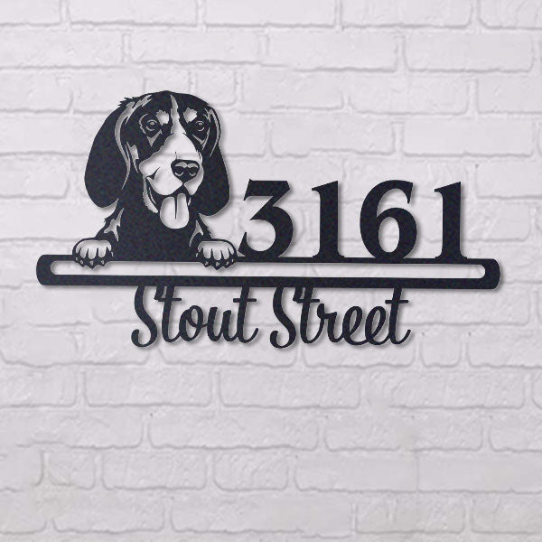 Cute Bluetick Coonhound    Address Sign, House Number Sign, Address Plaque, Dog Lovers Gift