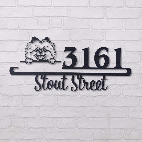 Cute Pomeranian    Address Sign, House Number Sign, Address Plaque, Dog Lovers Gift