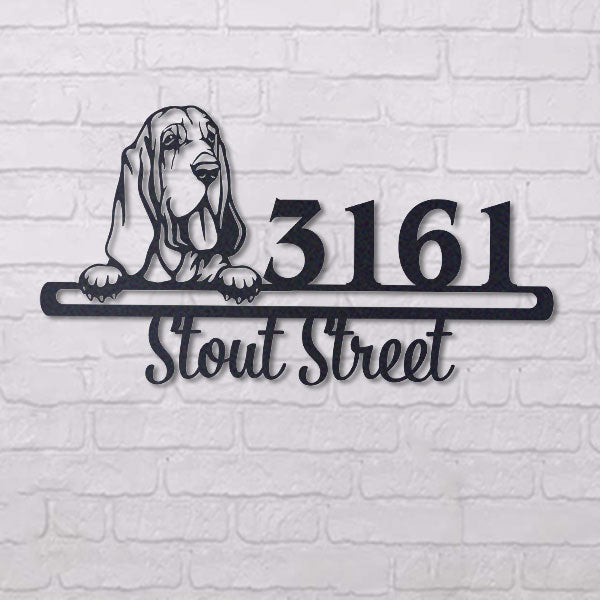 Cute Bloodhound    Address Sign, House Number Sign, Address Plaque, Dog Lovers Gift