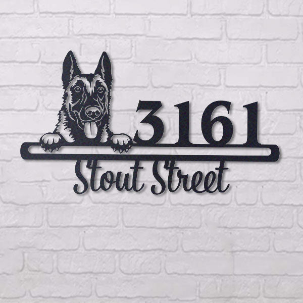 Cute German Shepherd Address Sign House Number Address Plaque Dog Lovers Gift