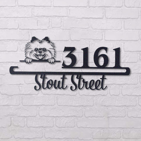 Cute Pomeranian 2 Address Sign, House Number Sign, Address Plaque, Dog Lovers Gift