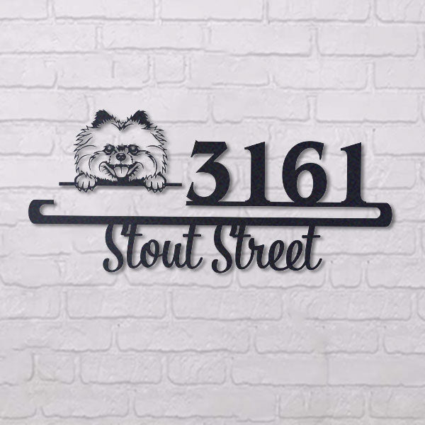 Cute Pomeranian 2    Address Sign, House Number Sign, Address Plaque, Dog Lovers Gift
