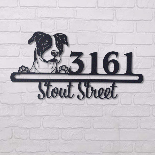 Cute Pit Bull 2    Address Sign, House Number Sign, Address Plaque, Dog Lovers Gift