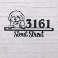 Cute Black Bischon Frise Address Sign, House Number Sign, Address Plaque, Dog Lovers Gift