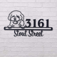 Thumbnail for Cute Black Bischon Frise    Address Sign, House Number Sign, Address Plaque, Dog Lovers Gift