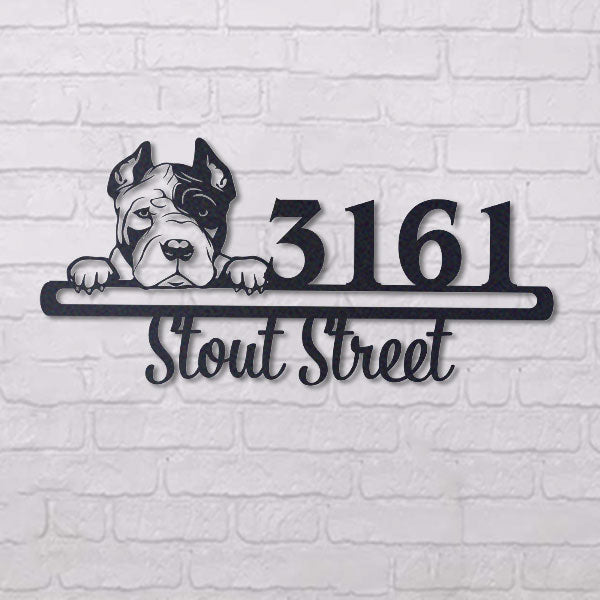 Cute Pit Bull    Address Sign, House Number Sign, Address Plaque, Dog Lovers Gift