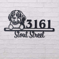Cute Black Bernese Mountain Dog 2 Address Sign, House Number Sign, Address Plaque, Dog Lovers Gift