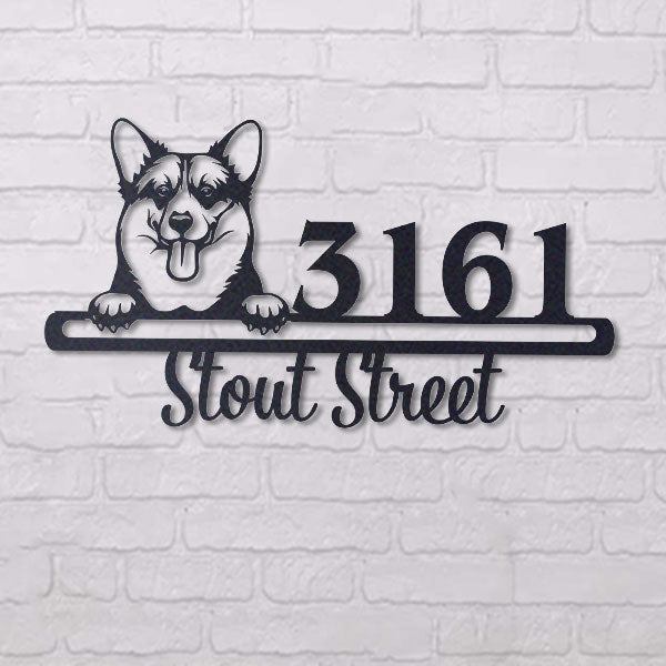 Cute Pembroke Welsh Corgi    Address Sign, House Number Sign, Address Plaque, Dog Lovers Gift