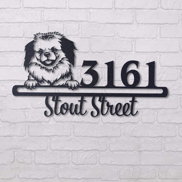 Cute Tibetan Spaniel Address Sign House Number Address Plaque Dog Lovers Gift