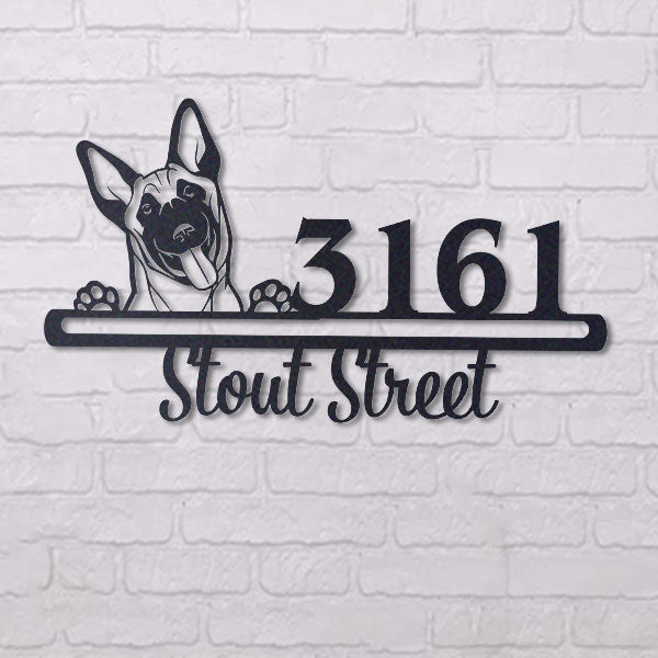 Cute Belgian Shepherd    Address Sign, House Number Sign, Address Plaque, Dog Lovers Gift