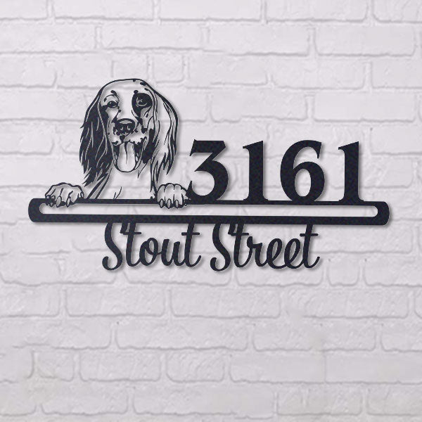 Cute English Setter Address Sign House Number Address Plaque Dog Lovers Gift