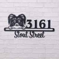 Thumbnail for Cute Papilon    Address Sign, House Number Sign, Address Plaque, Dog Lovers Gift