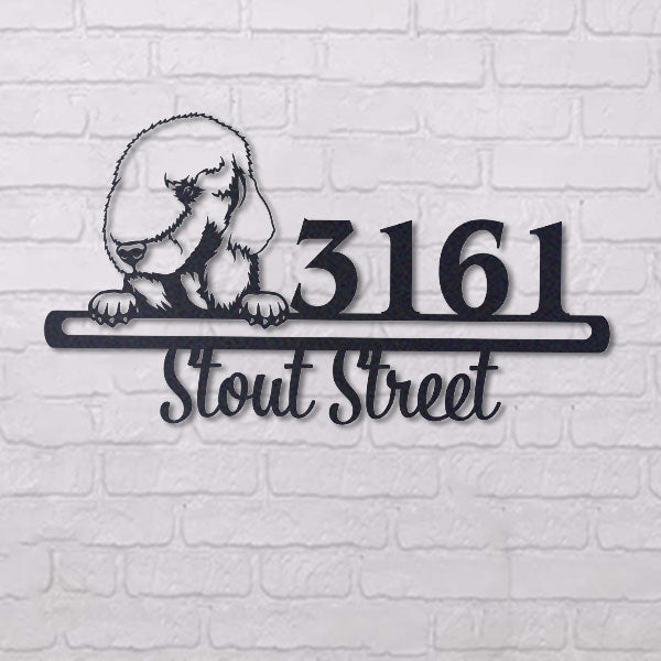 Cute Bedlington Terrier    Address Sign, House Number Sign, Address Plaque, Dog Lovers Gift