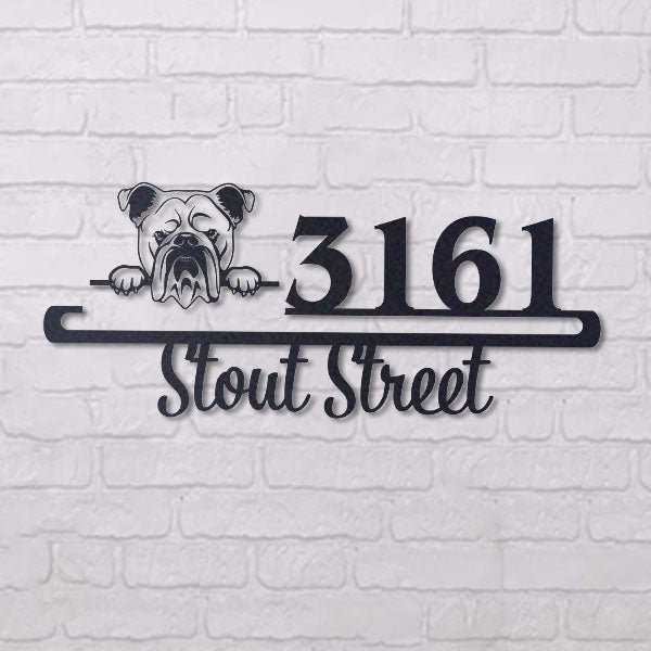 Cute English Bulldog Address Sign House Number Address Plaque Dog Lovers Gift