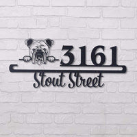 Thumbnail for Cute English Bulldog Address Sign House Number Address Plaque Dog Lovers Gift