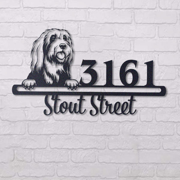 Cute Bearded Collie    Address Sign, House Number Sign, Address Plaque, Dog Lovers Gift
