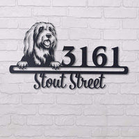 Thumbnail for Cute Bearded Collie    Address Sign, House Number Sign, Address Plaque, Dog Lovers Gift