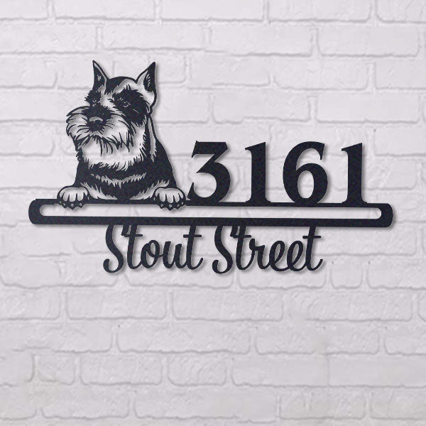 Cute Standard Schnauzer 2 Address Sign House Number Address Plaque Dog Lovers Gift