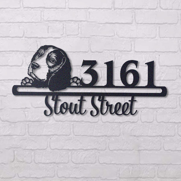 Cute Beagle Address Sign, House Number Sign, Address Plaque, Dog Lovers Gift