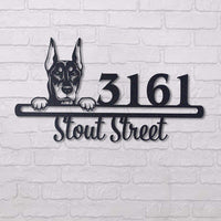 Thumbnail for Cute Doberman Pinscher Address Sign House Number Address Plaque Dog Lovers Gift