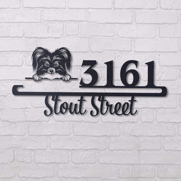 Cute Papilon 1    Address Sign, House Number Sign, Address Plaque, Dog Lovers Gift