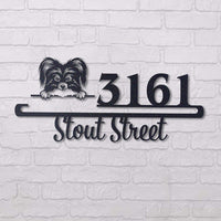 Thumbnail for Cute Papilon 1    Address Sign, House Number Sign, Address Plaque, Dog Lovers Gift