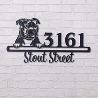 Thumbnail for Cute Staffordshire Bull Terrier Address Sign House Number Address Plaque Dog Lovers Gift