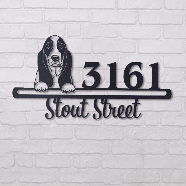 Cute Basset Hound    Address Sign, House Number Sign, Address Plaque, Dog Lovers Gift