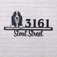 Cute Basset Hound Address Sign, House Number Sign, Address Plaque, Dog Lovers Gift