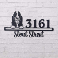 Thumbnail for Cute Basset Hound    Address Sign, House Number Sign, Address Plaque, Dog Lovers Gift