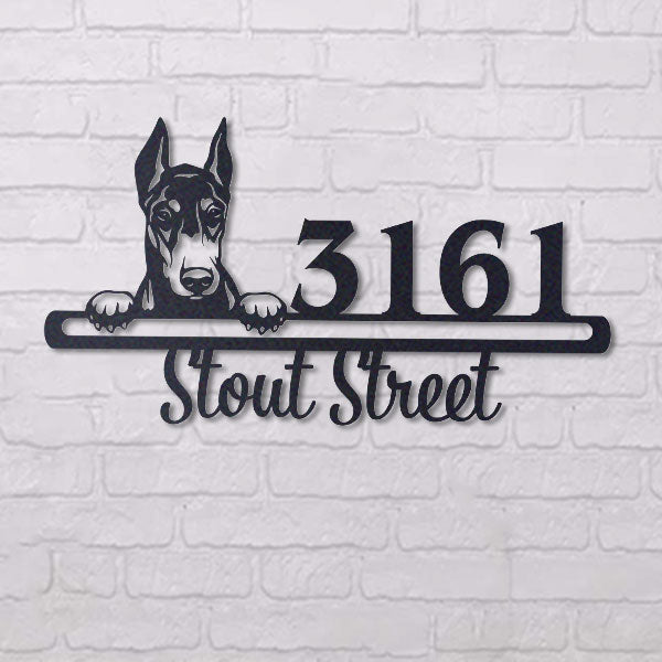 Cute Doberman Address Sign House Number Address Plaque Dog Lovers Gift