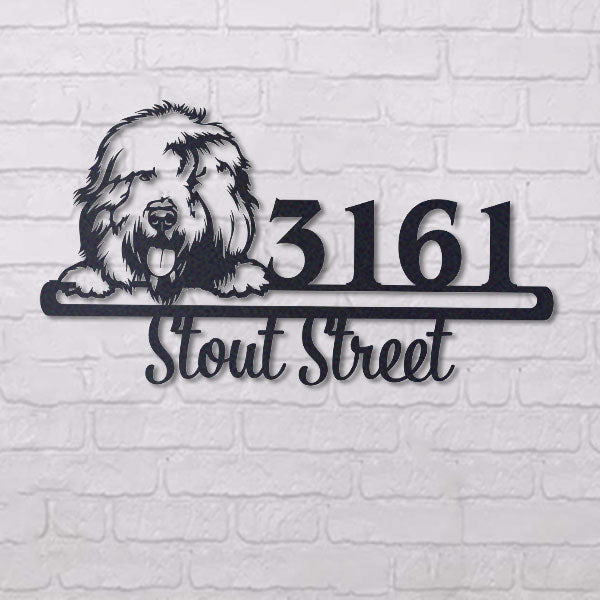 Cute Old English Sheepdog    Address Sign, House Number Sign, Address Plaque, Dog Lovers Gift