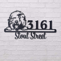 Thumbnail for Cute Old English Sheepdog    Address Sign, House Number Sign, Address Plaque, Dog Lovers Gift