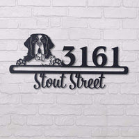 Thumbnail for Cute St. Bernard Address Sign House Number Address Plaque Dog Lovers Gift