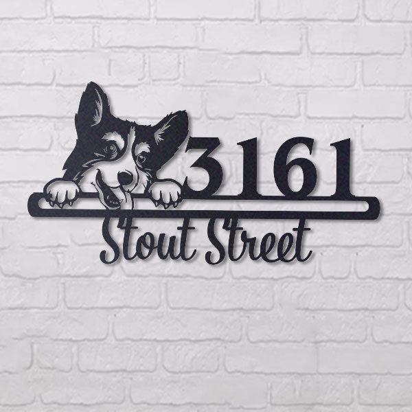 Cute Corgi Address Sign House Number Address Plaque Dog Lovers Gift