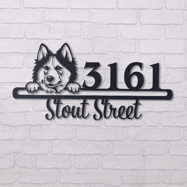 Cute Siberian Husky Address Sign House Number Address Plaque Dog Lovers Gift
