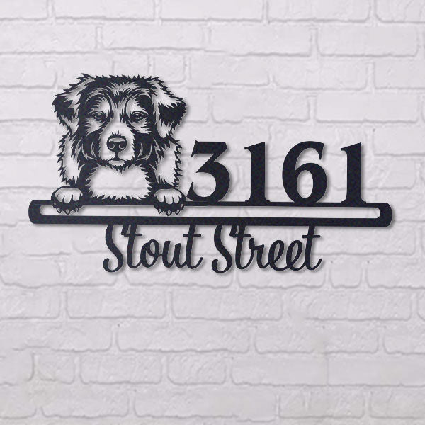 Cute Australian Shepherd    Address Sign, House Number Sign, Address Plaque, Dog Lovers Gift