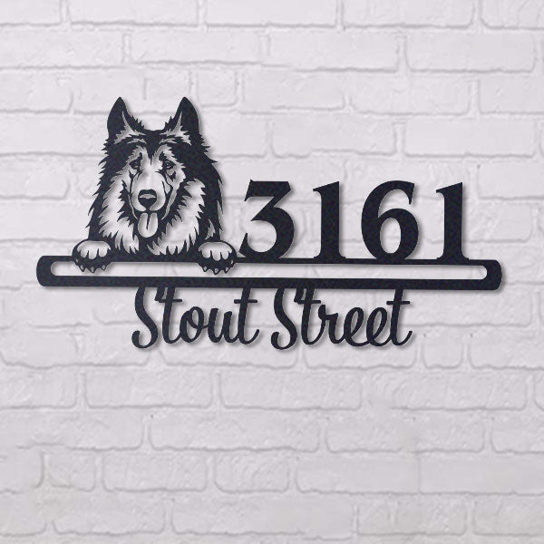 Cute Collie Address Sign House Number Address Plaque Dog Lovers Gift