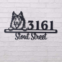 Thumbnail for Cute Collie Address Sign House Number Address Plaque Dog Lovers Gift