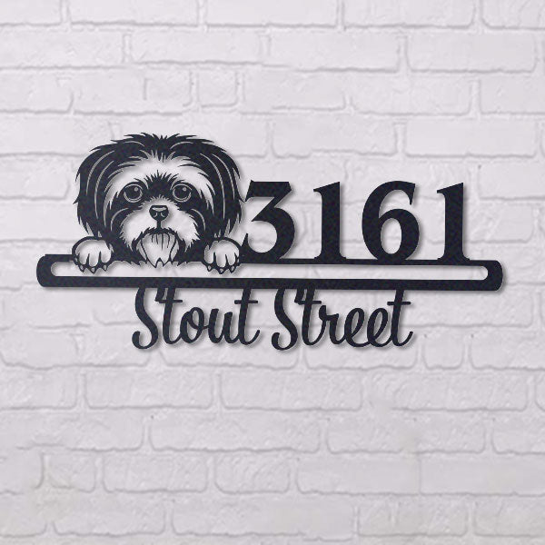 Cute Shih Tzu Address Sign House Number Address Plaque Dog Lovers Gift