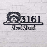 Thumbnail for Cute Shih Tzu Address Sign House Number Address Plaque Dog Lovers Gift