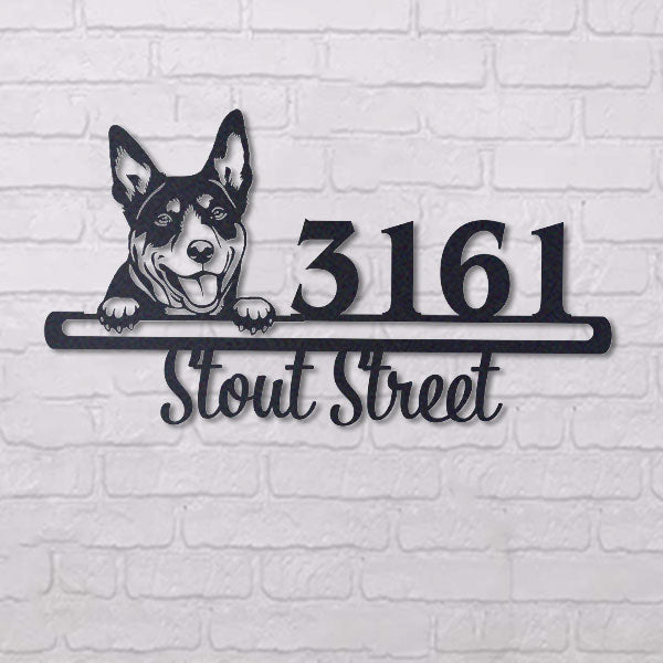 Cute Australian Kelpie    Address Sign, House Number Sign, Address Plaque, Dog Lovers Gift