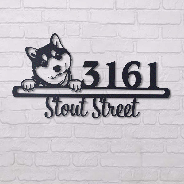 Cute Shiba Inu Address Sign House Number Address Plaque Dog Lovers Gift