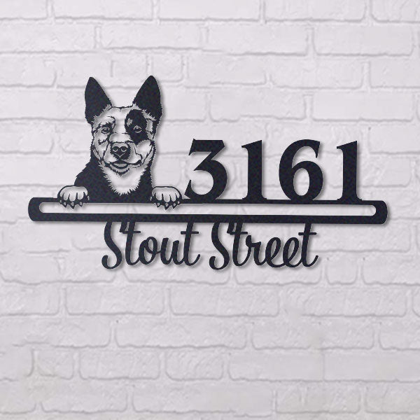 Cute Australian Cattle Dog  Address Sign, House Number Sign, Address Plaque, Dog Lovers Gift