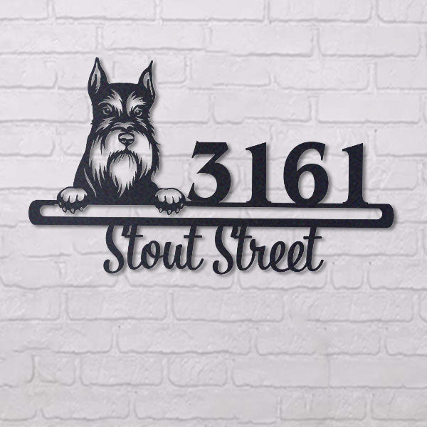 Cute Miniature Schnauze 2 Address Sign, House Number Sign, Address Plaque, Dog Lovers Gift